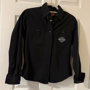 Vintage Harley-Davidson Black Long-Sleeve Button Down